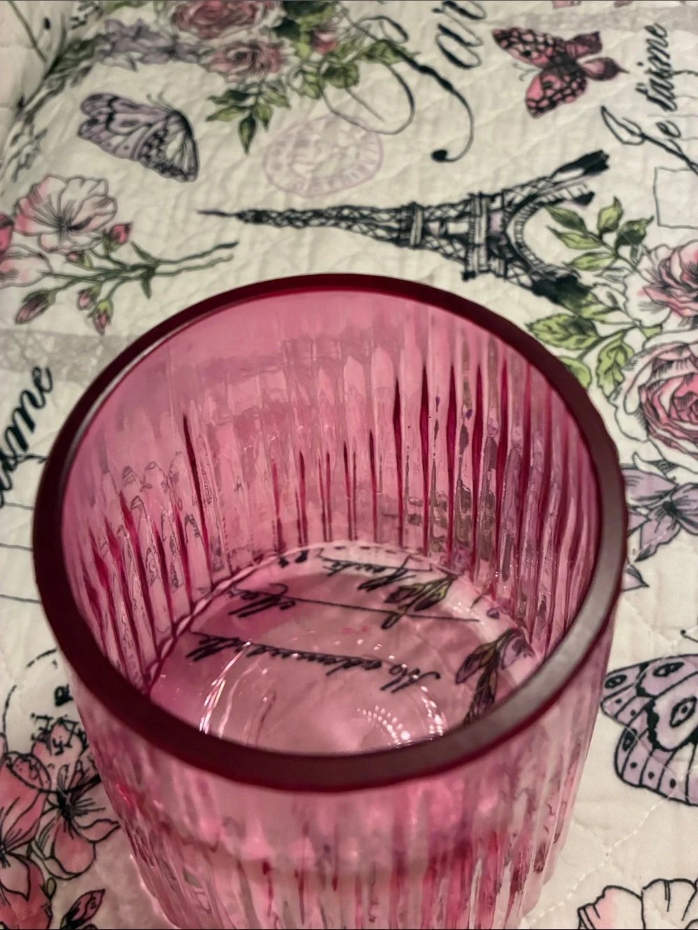 Ribbed Pink Glass Vase - Home Accents